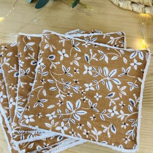 Lingettes lavables en double gaze motif floral